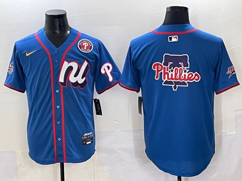 Men 2025 Philadelphia Phillies Blank Blue All star Nike MLB Jersey style 04